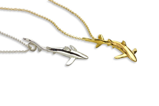 AK blue shark necklaces silver gold III