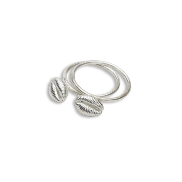 Hohonu Tiny Cowry Stacker Ring duo