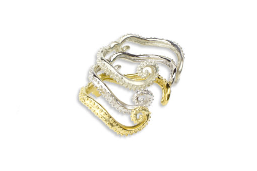 alohi kai octopus cuff - gold, rhodium, silver