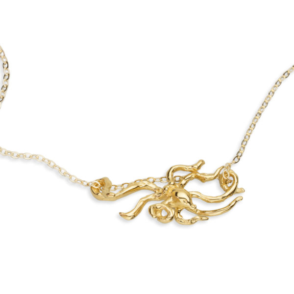 Night octopus necklace GOLD close 2