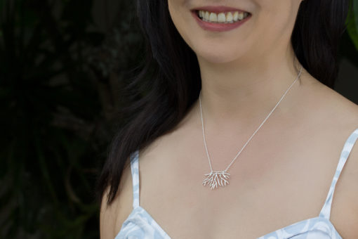 bryozoan necklace on model