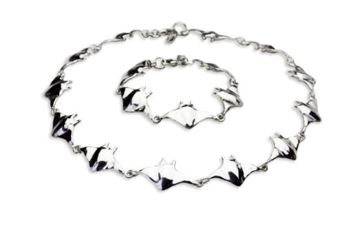 AK manta link necklace + bracelet silver