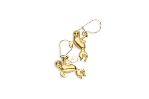 Monk seal drop earrings gold 1