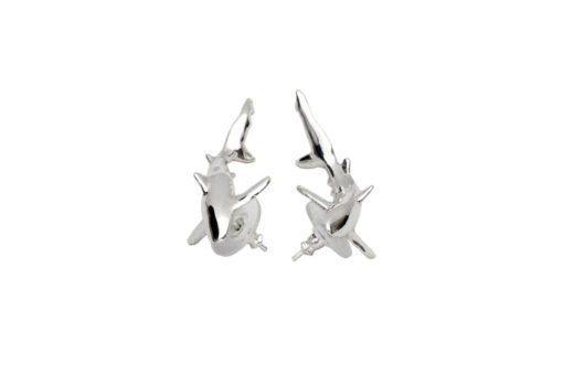 AK blue shark post earrings head on