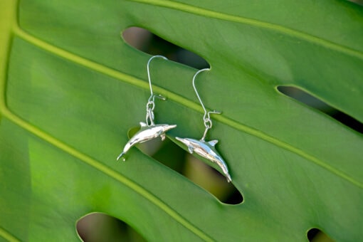 Alohi Kai spinner dolphin earrings - monstera