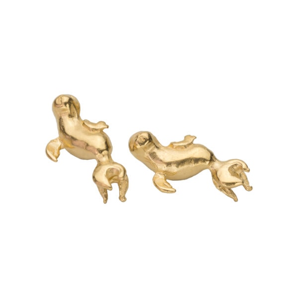 Monk seal post earrings- gold